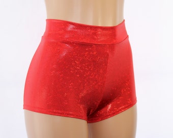 17 COLORS High Waisted Cheeky Booty Shorts!  Black, Red, Gold, Silver, Blue, Orange, Pink, Green, Turquoise, Red, Purple..