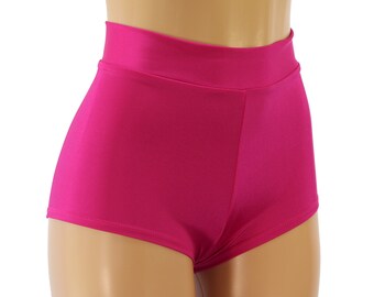 Raspberry Spandex High Waist Cheeky Booty Shorts.