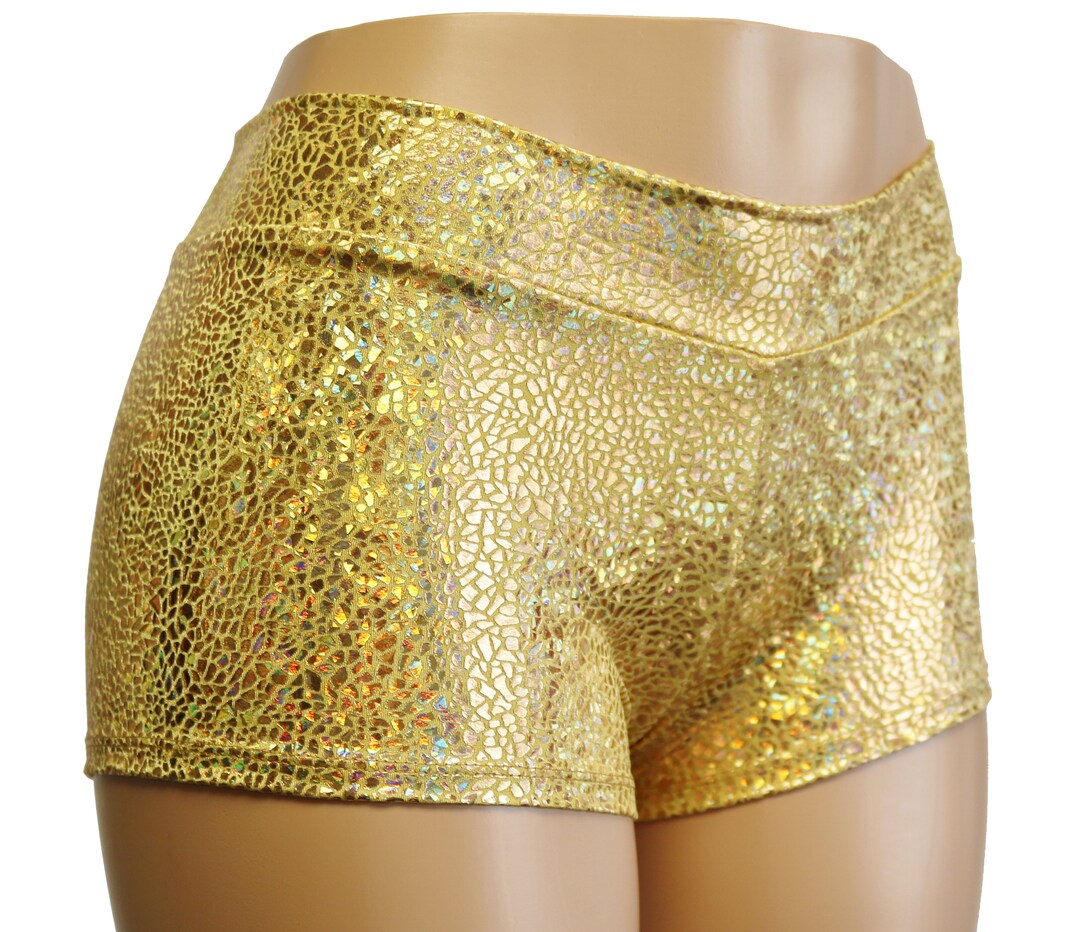 20 Colors Mid Rise Booty Shorts in a Shiny Holographic