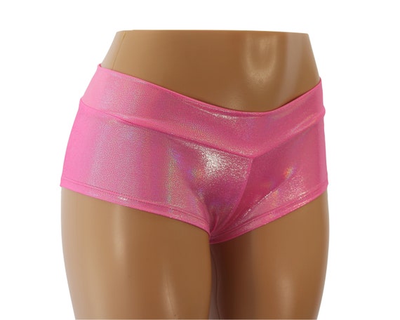 Neon Pink Hologram Low Rise Cheeky Booty Shorts Adult and Plus Sizes Great  for Pole Fitness, Yoga Workout, Raves, and Festivals -  Canada