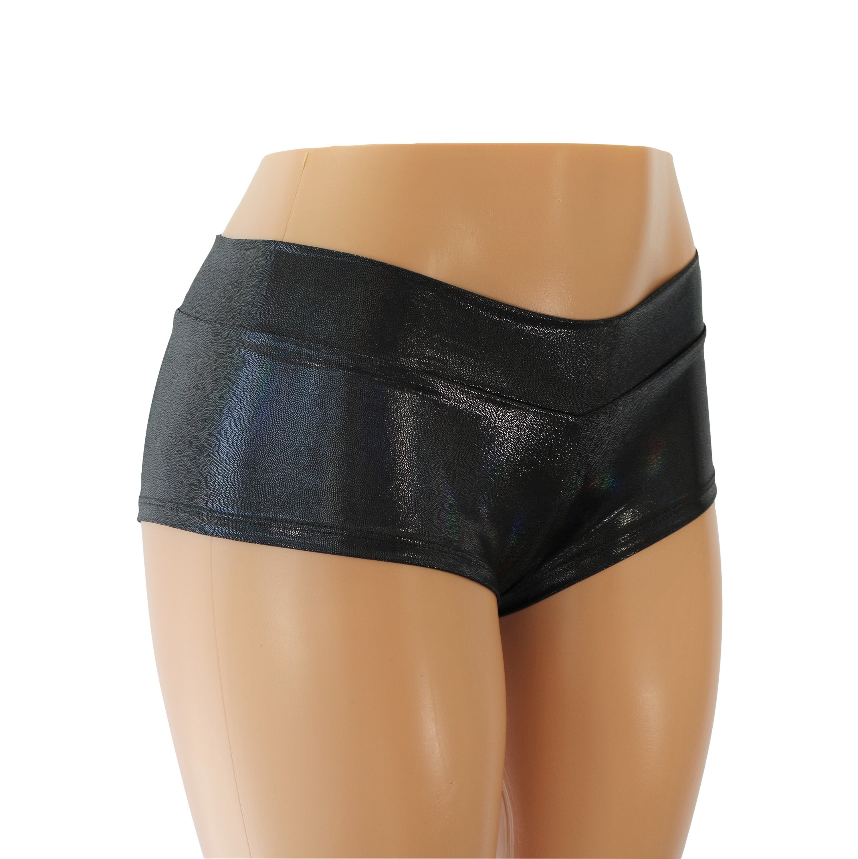 Lowrise Flashbulb Holographic Metallic Spandex Low Rise Booty Shorts 154188  