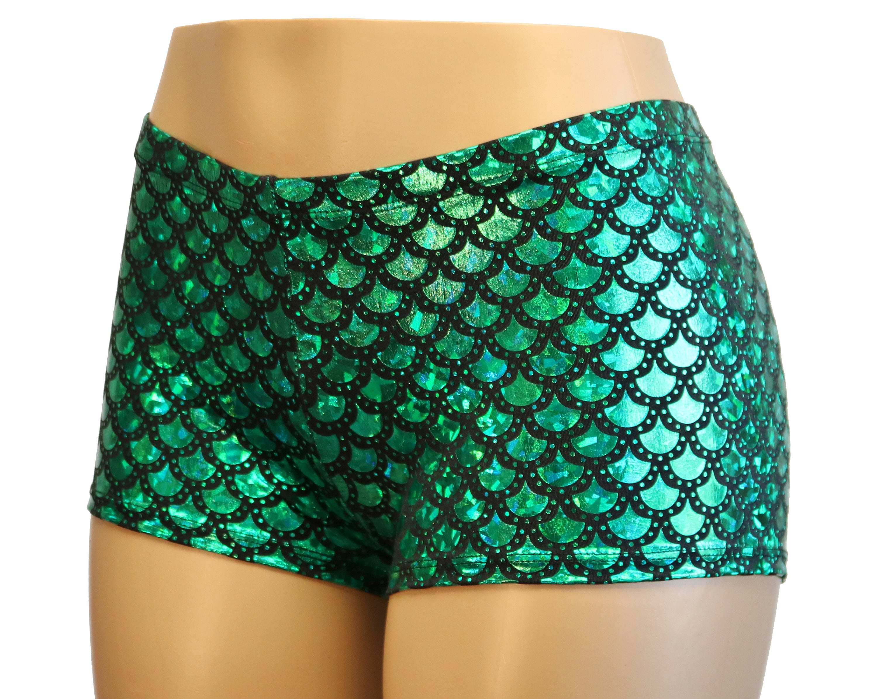 Green And Black Mermaid Booty Shorts Child Adult And Plus Etsy