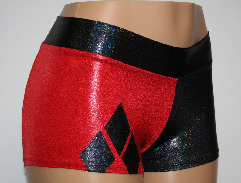 Harley Quinn Red and Black Booty Shorts available in Mid Rise Etsy