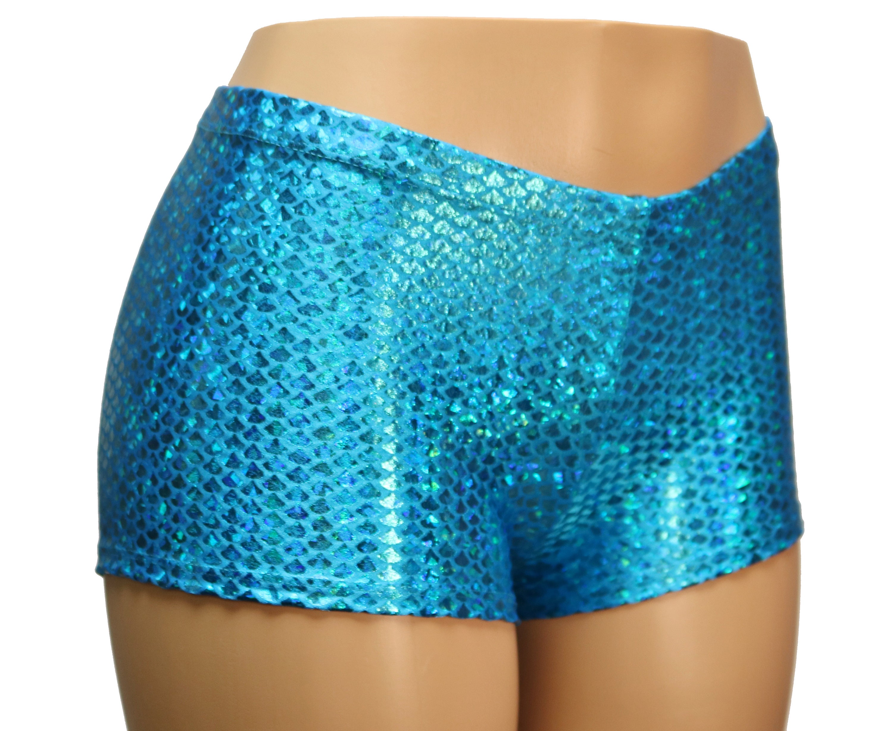 purple metallic booty shorts