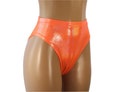 Neon Orange High Waist Bikini Briefs. Iridescent Hologram Spandex.