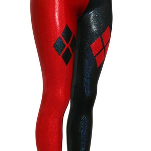 Black and Red Hologram Leggings Four Diamonds on Each Front Leg Great for Cosplay, Comic Con, Halloween, Workouts, and MORE image 2