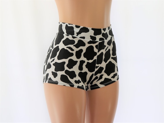 Cow Skin Black and White Spandex. High Waist Cheeky or Full