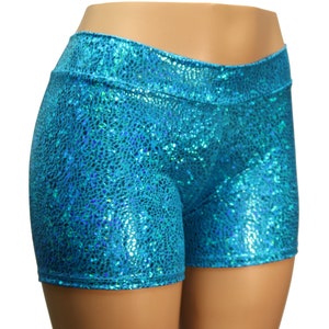 20 Colors Mosaic Holographic Mid Rise Biker Booty Shorts
