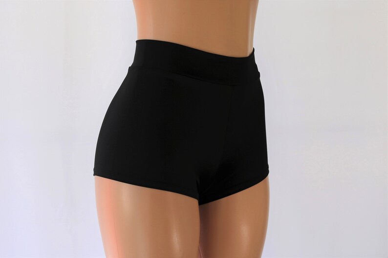 Black Matte Spandex. High Waist Cheeky Booty Shorts. Adult | Etsy