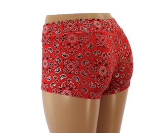 Red Bandana Paisley Booty Shorts.