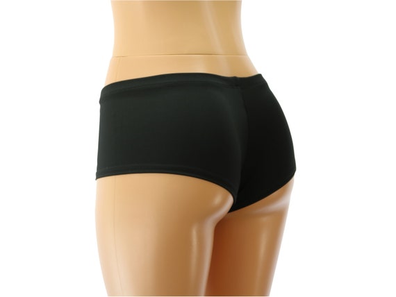 Black Matte Tricot Spandex Booty Shorts. Low Rise and Cheeky. Adult and  Plus Sizes. 