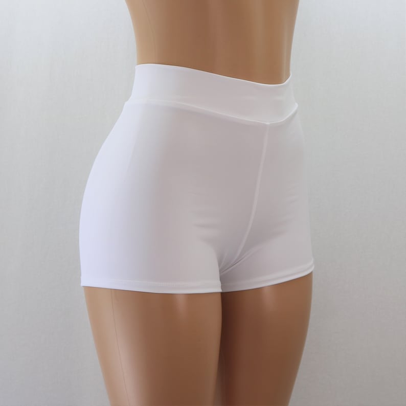 White Matte Spandex. High Waist Booty Shorts. UV Blacklight Etsy