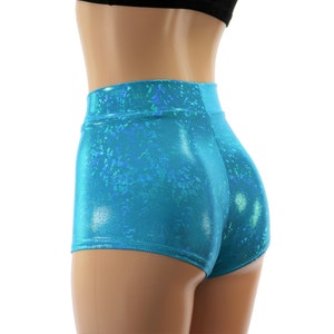 17 Colors High Waisted Cheeky Booty Shorts Black, Red, Gold, Silver, Blue, Orange, Pink, Green, Turquoise, Red, Purple image 6