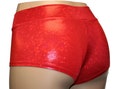 Red Holographic Spandex Mid Rise Cheeky Booty Shorts