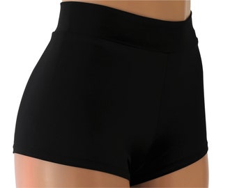 Black Matte Tricot Spandex Booty Shorts. Low Rise and Cheeky. Adult and  Plus Sizes. 