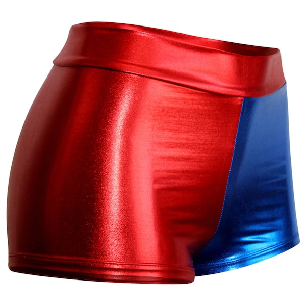 Harley Quinn Red & Blue Costume Shorts.  Suicide Squad Cosplay HIGH-WAIST Booty Shorts.    All sizes available!