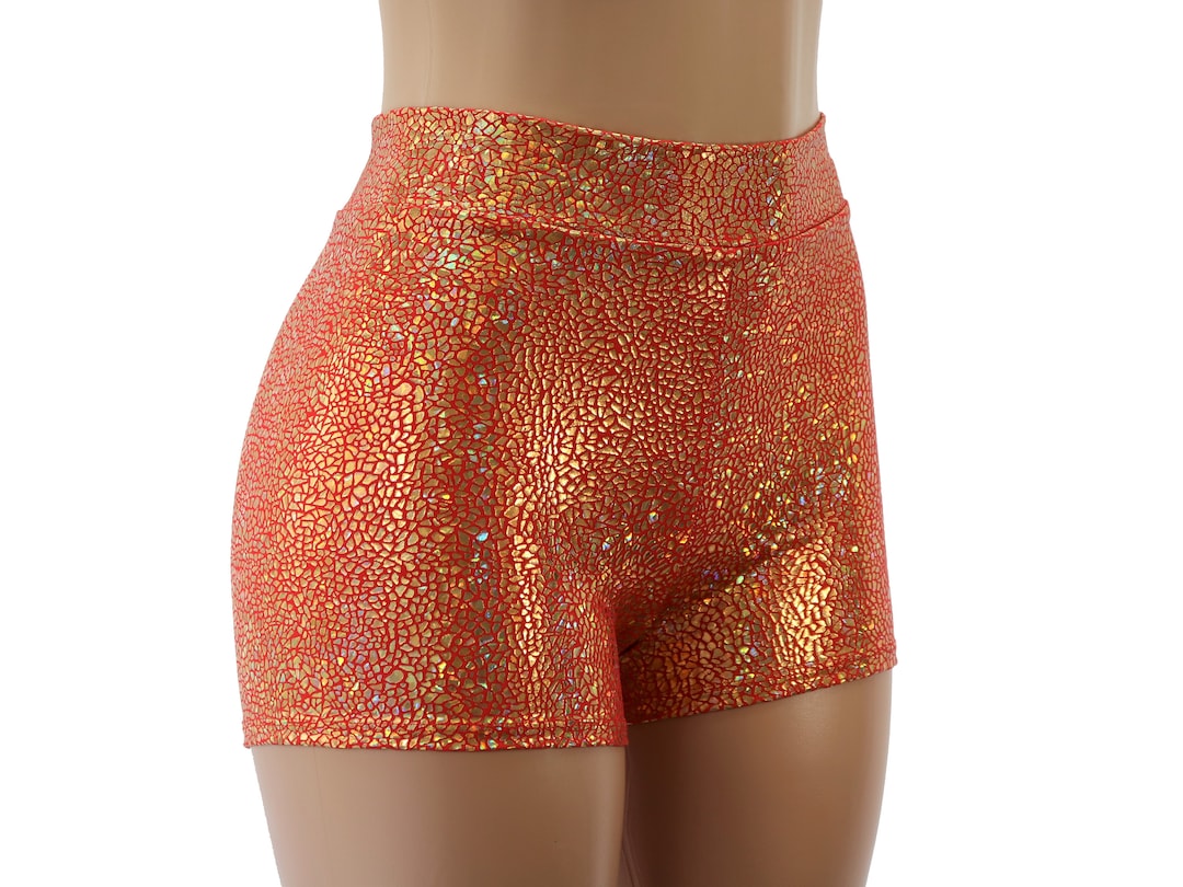 Red and Gold High Waist Booty Shorts. Child, Adult, and Plus Sizes ...