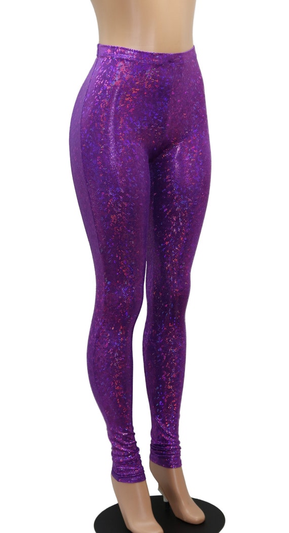 Purple Hologram High Waist Leggings Pants. Kids Women Men | Etsy