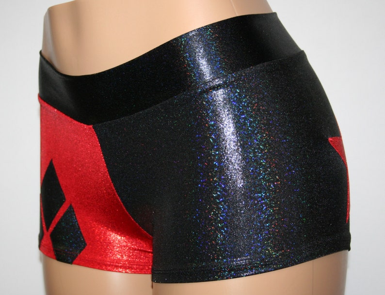 Harley Quinn Red and Black Booty Shorts available in Mid Rise Etsy