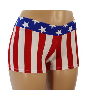 USA Stars and Stripes Booty Shorts.  Child, Adult, and Plus Sizes!