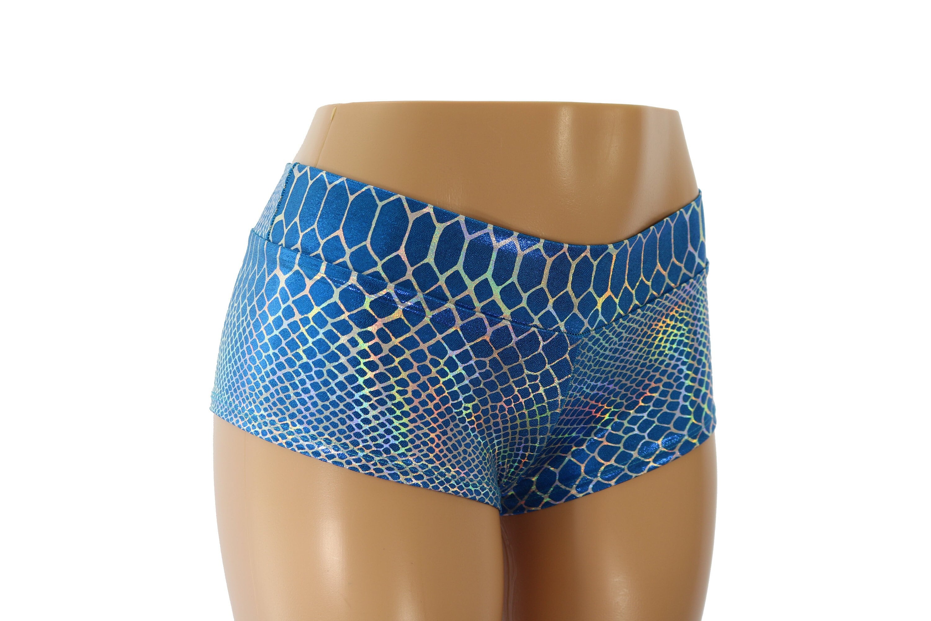Booty Rave Shorts With Silver Piping Disco Trunks Cheeky Pole Mid