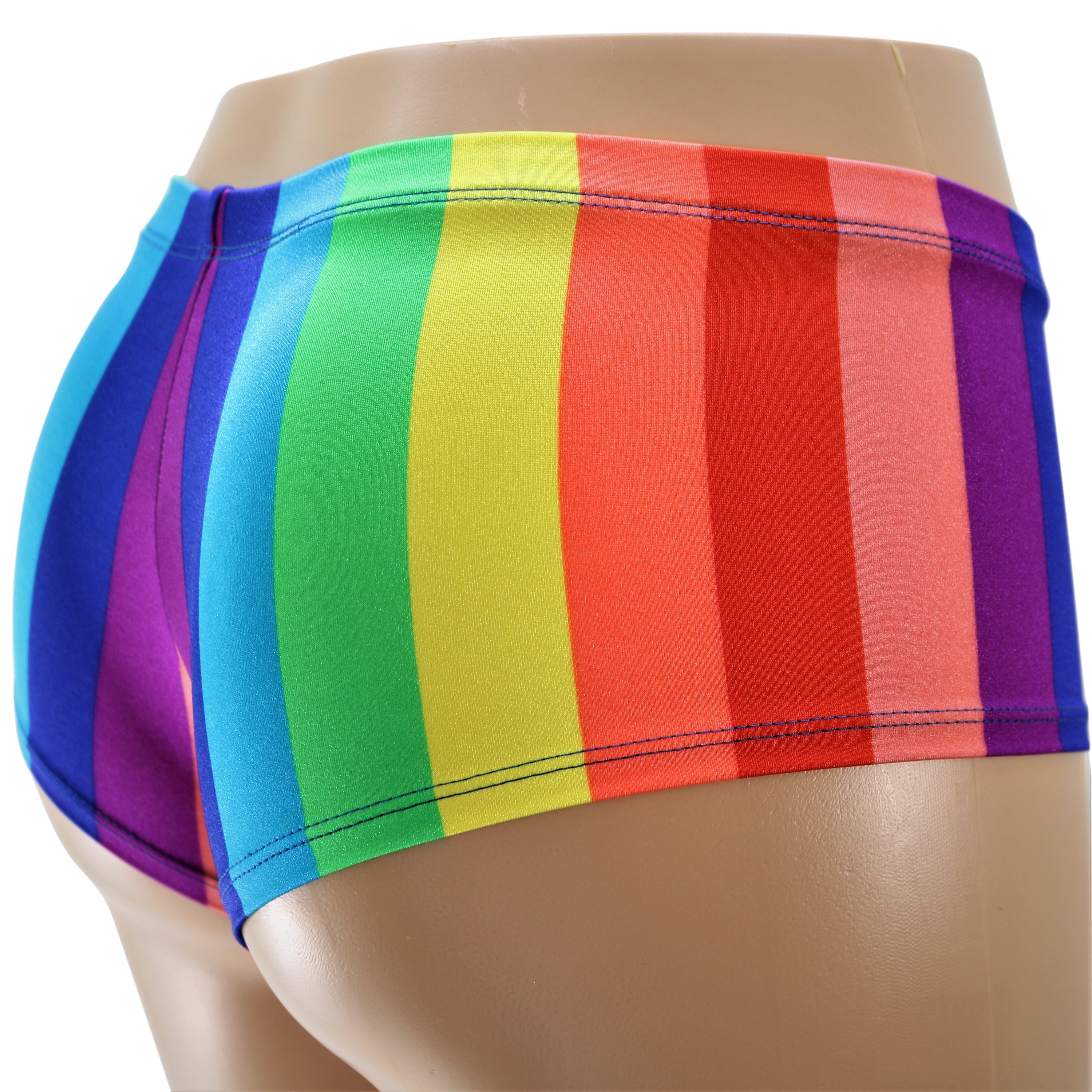 Rainbow Stripe LOW RISE CHEEKY Booty Shorts. Gay Pride Etsy