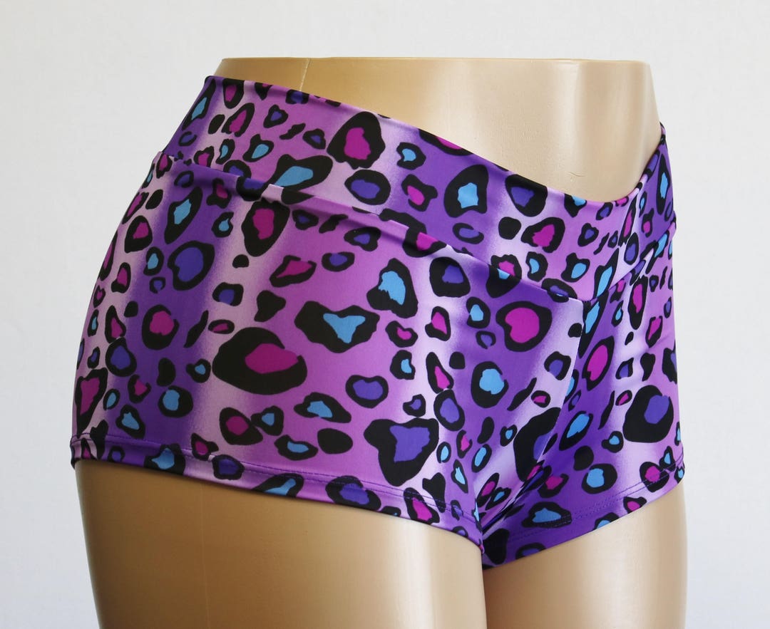 Purple Leopard Tie Dye Mid-rise or High Waist Booty Shorts. - Etsy