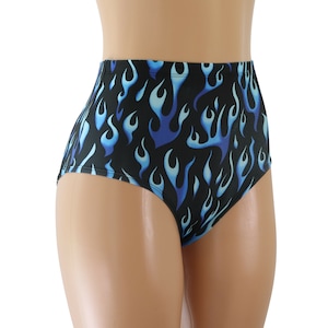Blau Feuer Flammen High Waist Bikinihöschen.