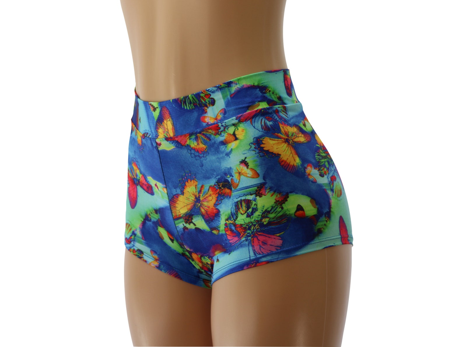 Colorful Butterflies Spandex. High Waist Cheeky Booty Shorts. - Etsy