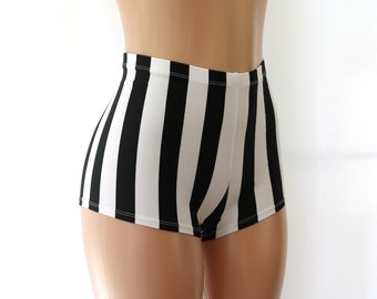 Black and White Stripe Booty Shorts | High Waist | Cheeky