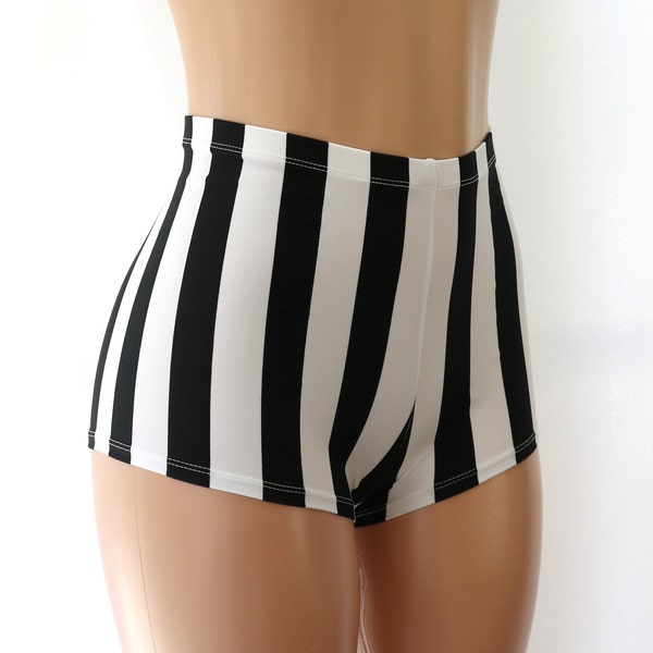 Black and White Stripe Booty Shorts | High Waist | Cheeky