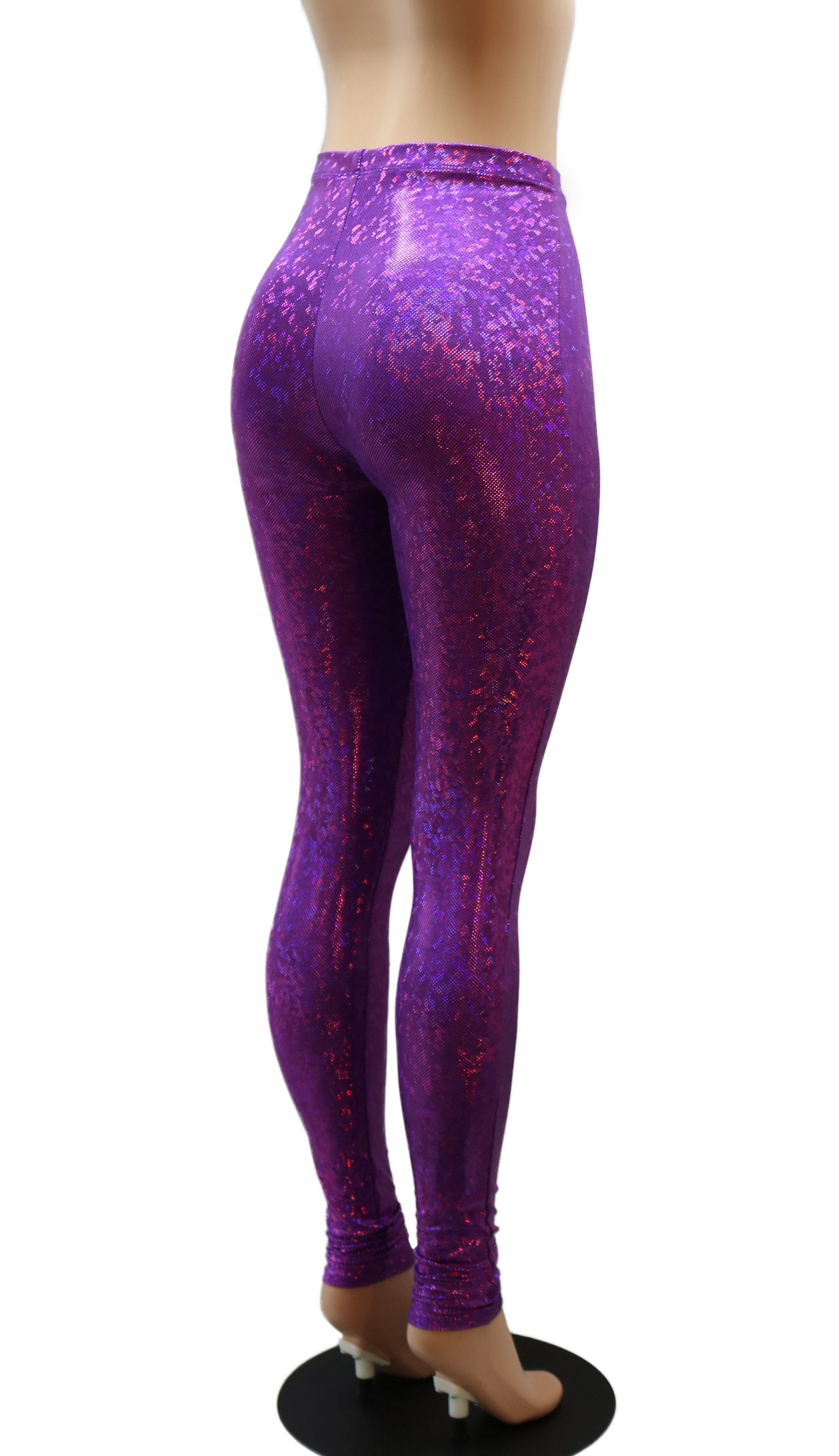 Purple Hologram High Waist Leggings Pants. Kids Women Men | Etsy