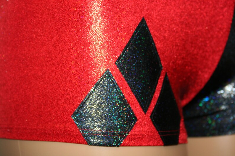 Harley Quinn Red and Black Booty Shorts available in Mid Rise Etsy