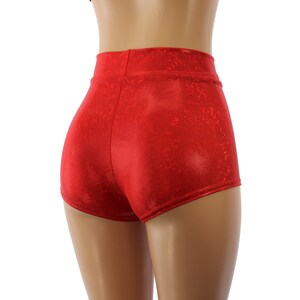 17 Colors High Waisted Cheeky Booty Shorts Black, Red, Gold, Silver, Blue, Orange, Pink, Green, Turquoise, Red, Purple image 4