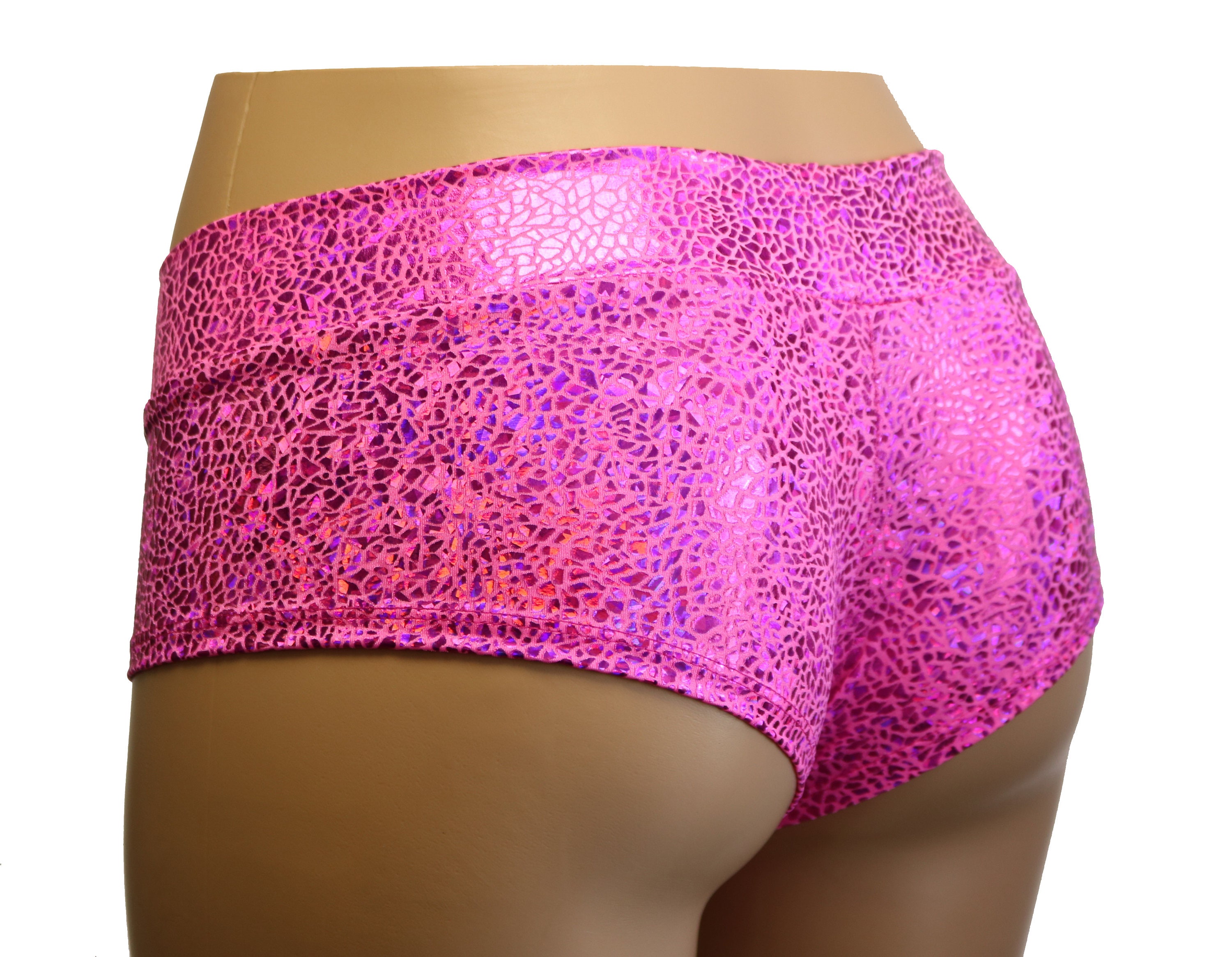 Hot Pink Metallic Spandex Printed Booty 