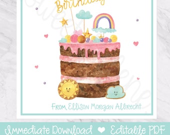 Printable Gift Tag / Happy Birthday / Enclosure Card / Immediate Download