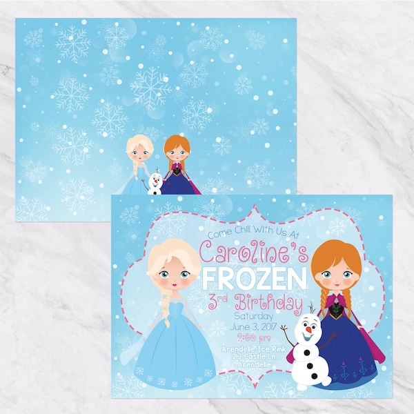 Frozen Birthday Invitation - Printed or Digital File - Frozen Birthday Party - Ice Queen Princess Party Invite