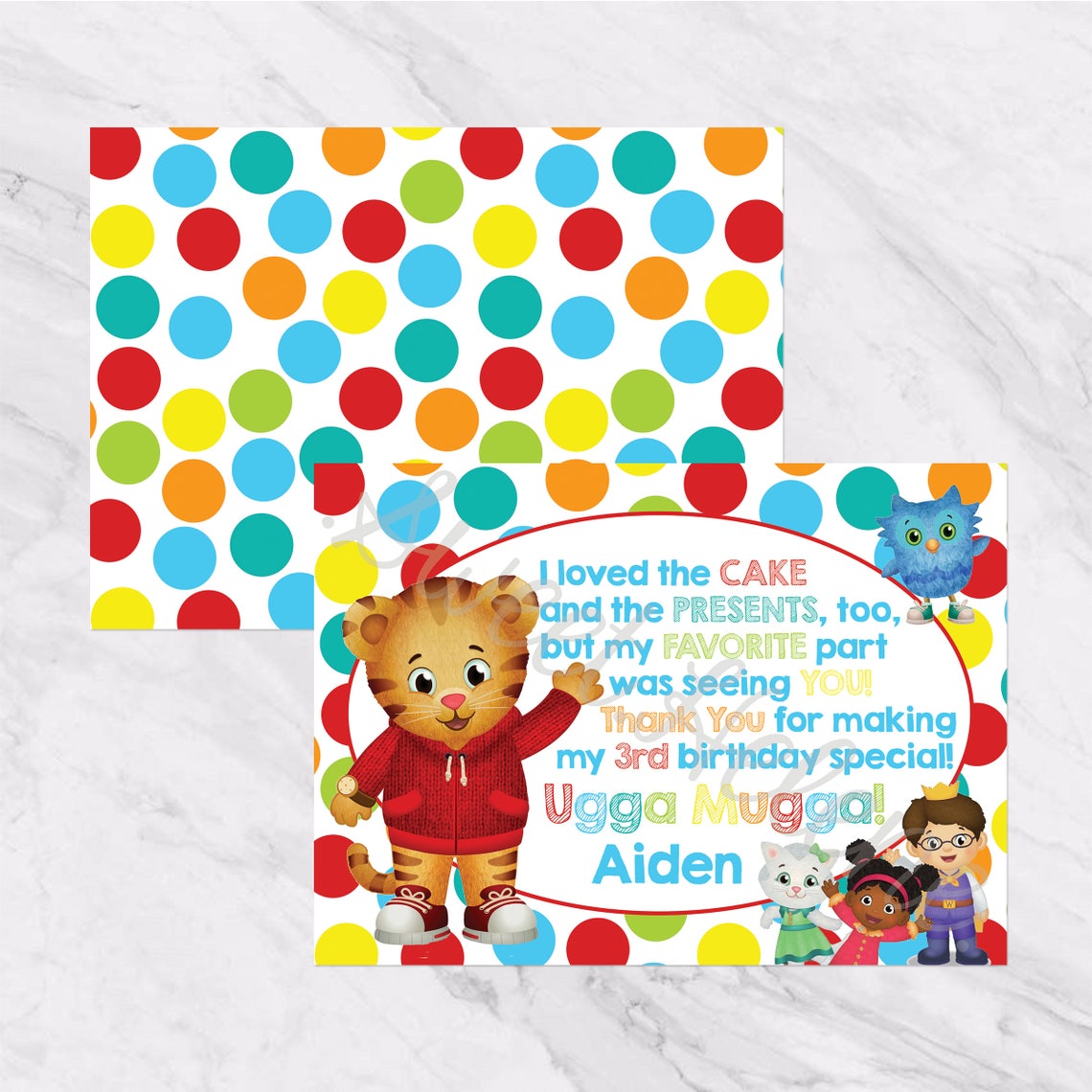 Daniel Tiger Birthday Thank You Notes Thank You Cards | Etsy