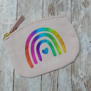 Porte-monnaie personnalisé design arc-en-ciel, Porte-monnaie pour adolescent, Petit étui en coton, Cadeau pour préadolescent, Cadeau de voyage, Dépenser de l'argent pour les enfants
