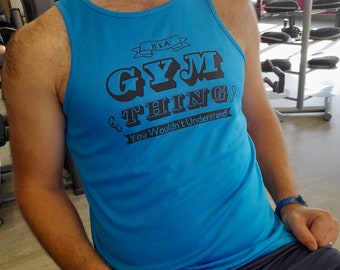 Mens Funny Gym Vest, Unisex Fit Workout Top, Secret Santa Present for Gym Lover, Sports Top,