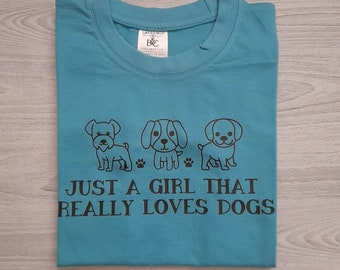 Dog Themed T-Shirt for Girl, Gift For Dog and Puppy Lovers, Kids Short Sleeved Dog Top, Just A Girl That Really Loves Dogs Gift Idea,