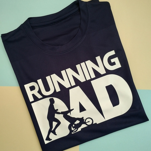 Mens Buggy Running Dad T Shirt, Gift for New Daddy, Dad on the Run, Secret Santa, Sports Material Top For Him