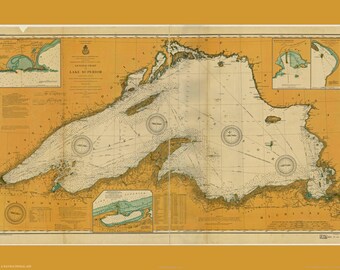 Print of Lake Superior - 1904 Nautical Map