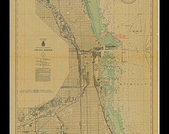 Impression de carte marine port Chicago-1933