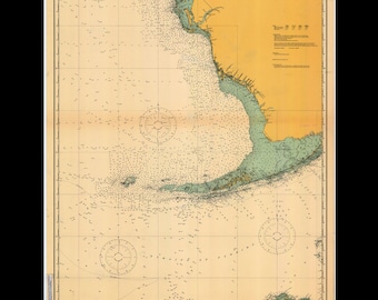 Print of Southern Florida Habana to Tampa Bay -1916 Nautical Map