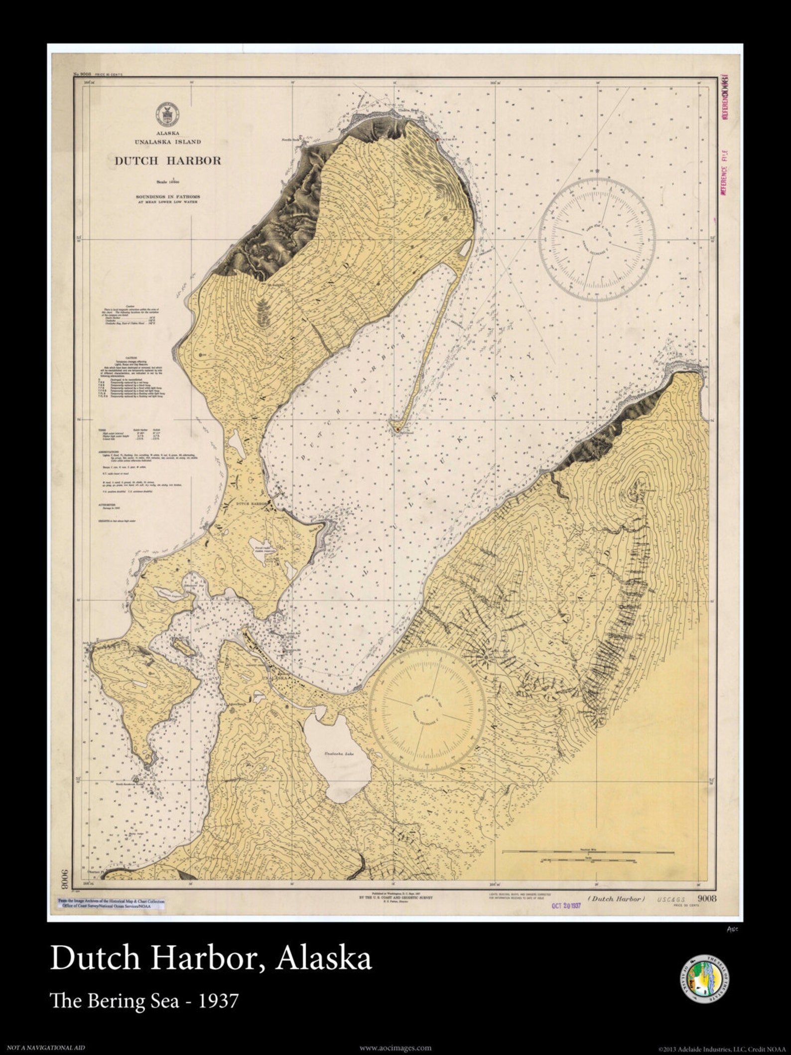 Nautical Map of Dutch Harbor Alaska 1937 Etsy