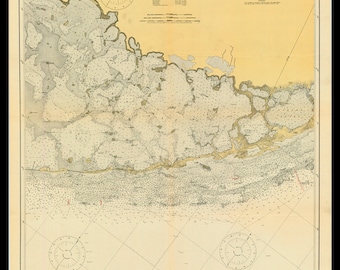 Print of the Reefs of Southern Florida -1919 Nautical Chart
