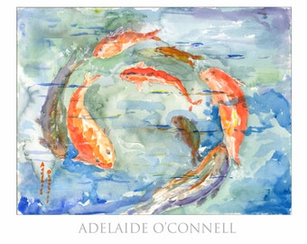 Circle Fish Water Color from Adelaide O'Connell