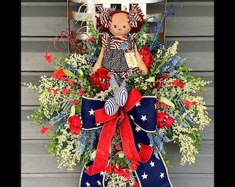 Patriotic Wreath, July 4 Wreath, Independence Day Wreath, Patriotic Door Wreath, Independence Day Wreath, Americana Decor