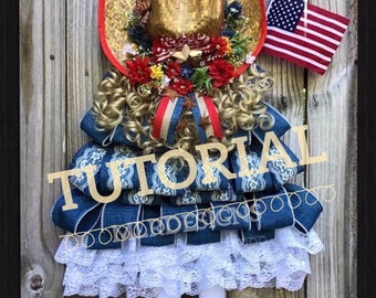 PDF TUTORIAL, Country Girl Wreath, Country Girl, Farmhouse Décor, Farmhouse, Wreath, Front Door Wreath, How To INSTRUCTIONS